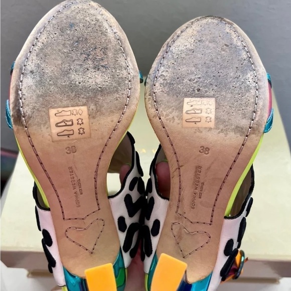 Colorful Fun Sophia Webster Leopard Print Sandals Heels - Picture 5 of 5